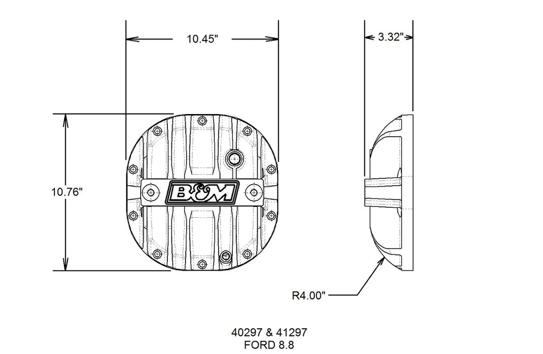 B&M Hi-Tek Aluminum Differential Cover - Black fits 1983-2014 Ford 8.8-inch - Check Fitment Details - Installation View