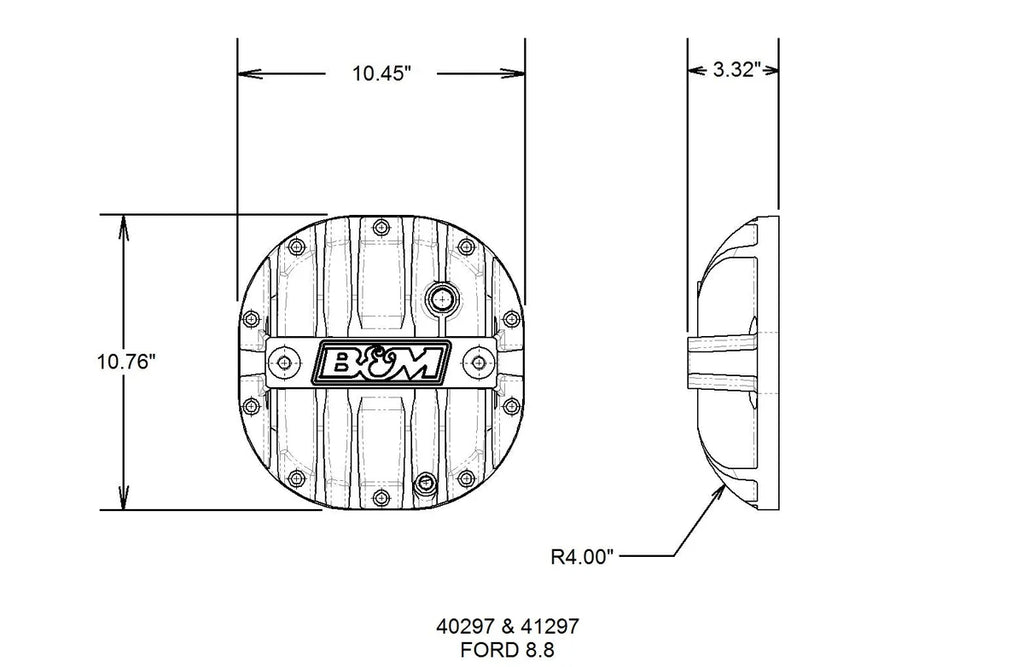 B&M Hi-Tek Aluminum Differential Cover - Black fits 1983-2014 Ford 8.8-inch - Check Fitment Details - Installation View