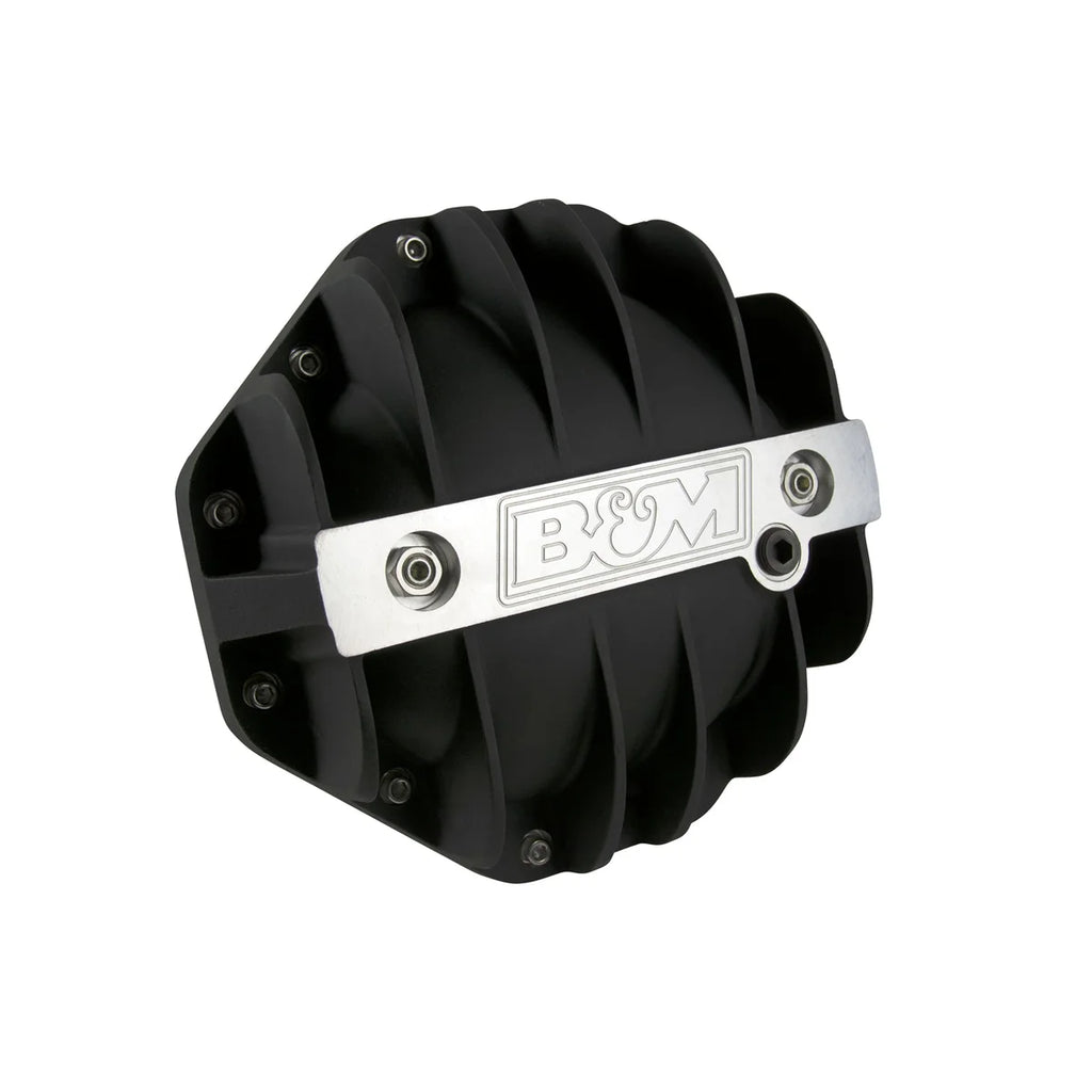 B&M Hi-Tek Aluminum Differential Cover - Black fits 1994-2024 Chrysler / Dodge / Mitsubishi / Ram 9.25-inch - Side View