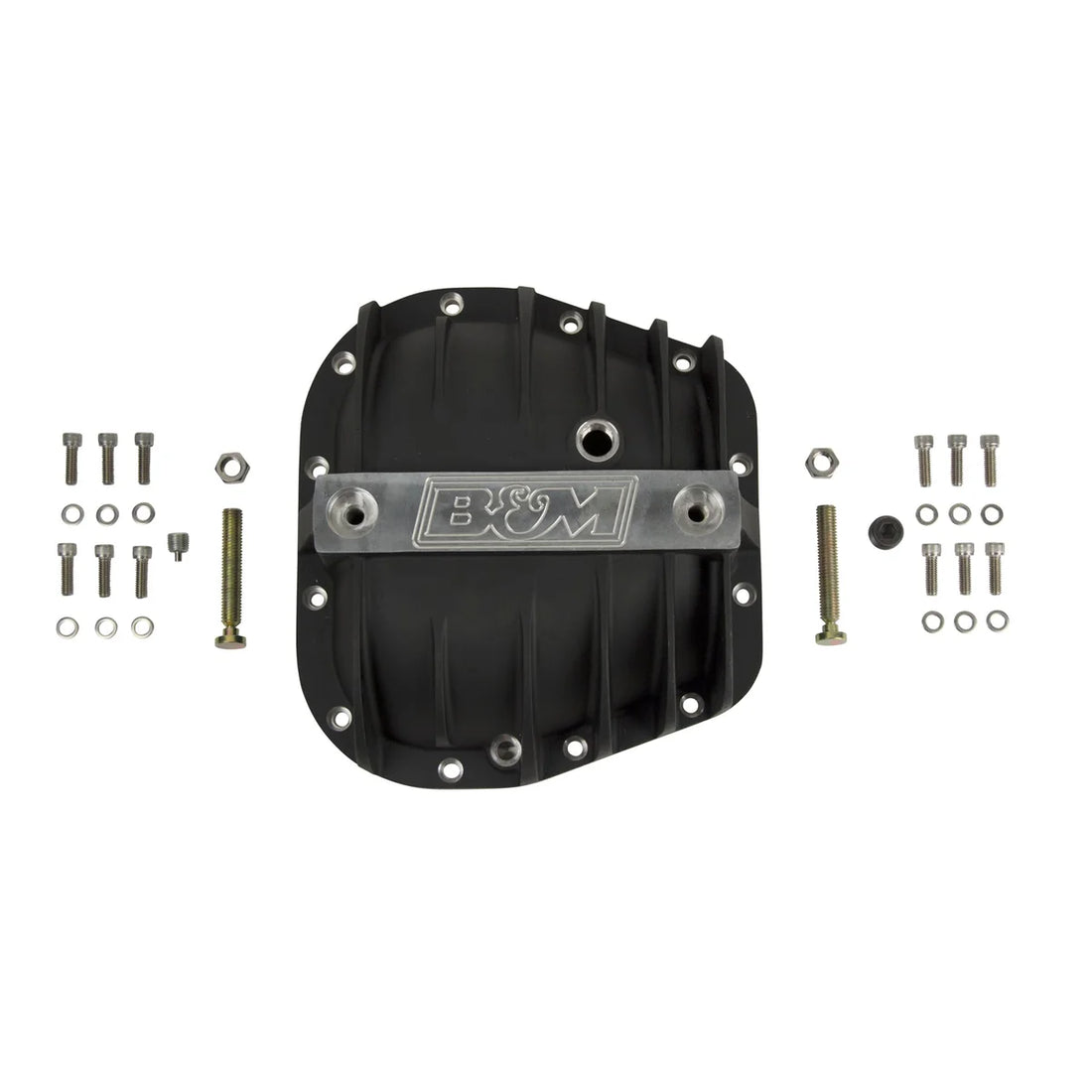 B&M Hi-Tek Aluminum Differential Cover - Black fits 2009-2024 Ford / Lincoln 9.75-inch - Back View