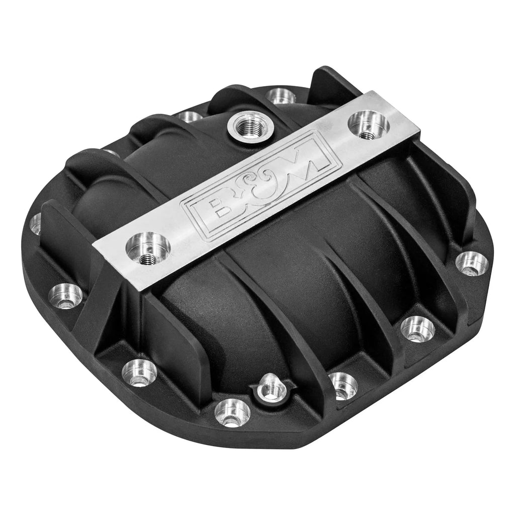 B&M Hi-Tek Aluminum Differential Cover - Black fits 2015-2024 Ford F-150 Super 8.8 - Back View