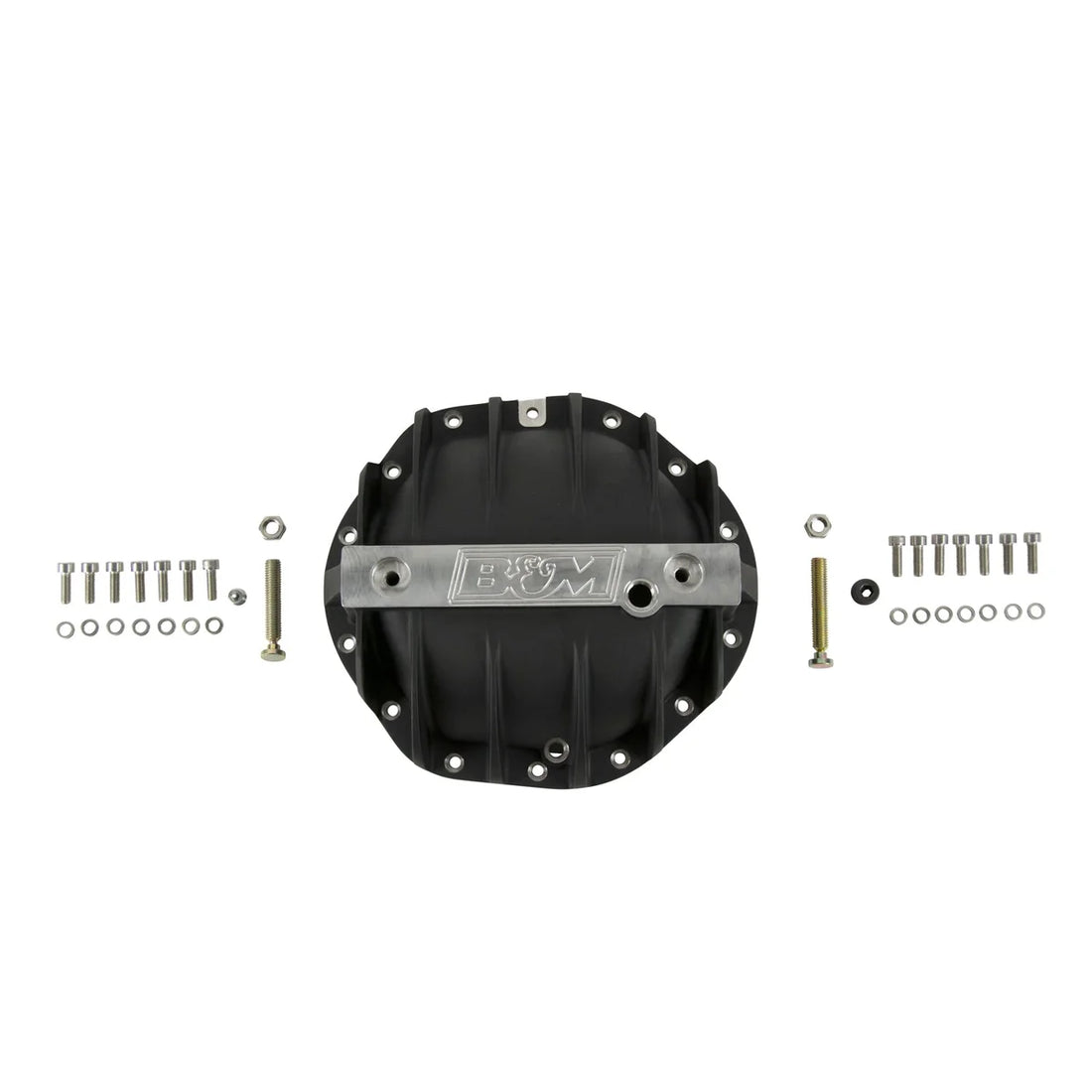 B&M Hi-Tek Aluminum Differential Cover - Black fits GM 9.5-inch 14-bolt - Back View