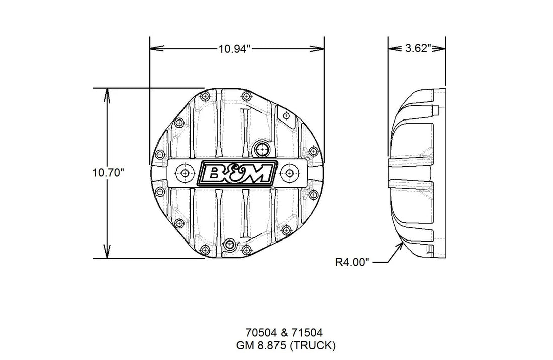 B&M Hi-Tek Aluminum Differential Cover fits 1964-1982 Chevrolet / GMC 8.875-inch 12-bolt Truck - Installation View