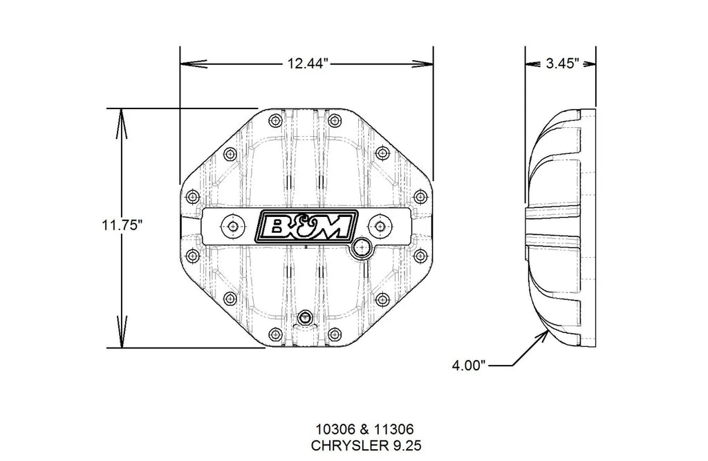 B&M Hi-Tek Aluminum Differential Cover fits 1994-2024 Chrysler / Dodge / Mitsubishi / Ram 9.25-inch - Installation Diagram