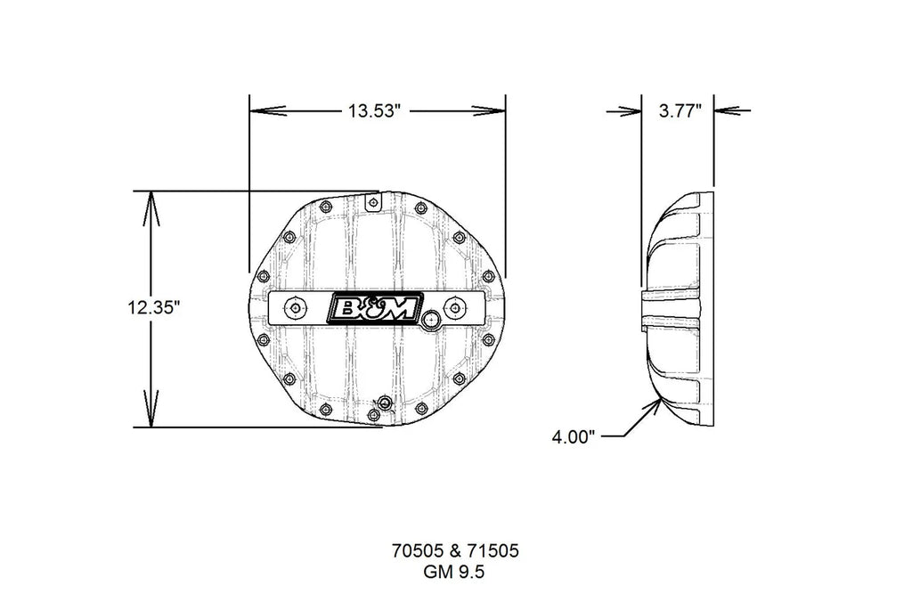 B&M Hi-Tek Aluminum Differential Cover fits GM 9.5-inch 14-bolt - Detail View