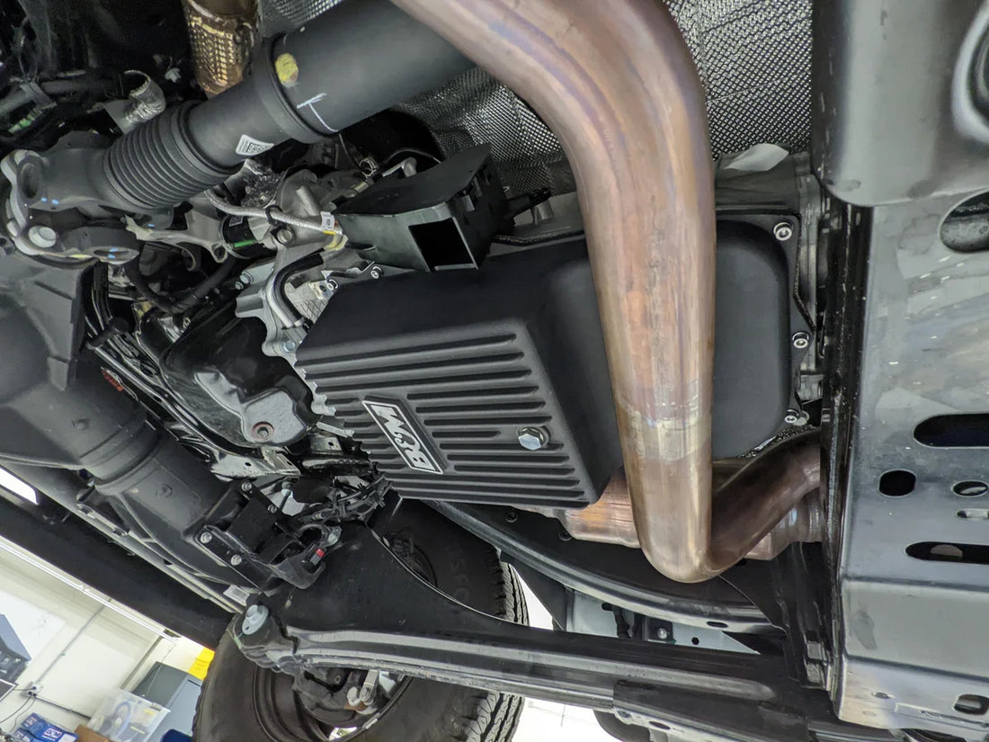 B&M Hi-Tek Deep Heavy Duty Transmission Pan - Back View