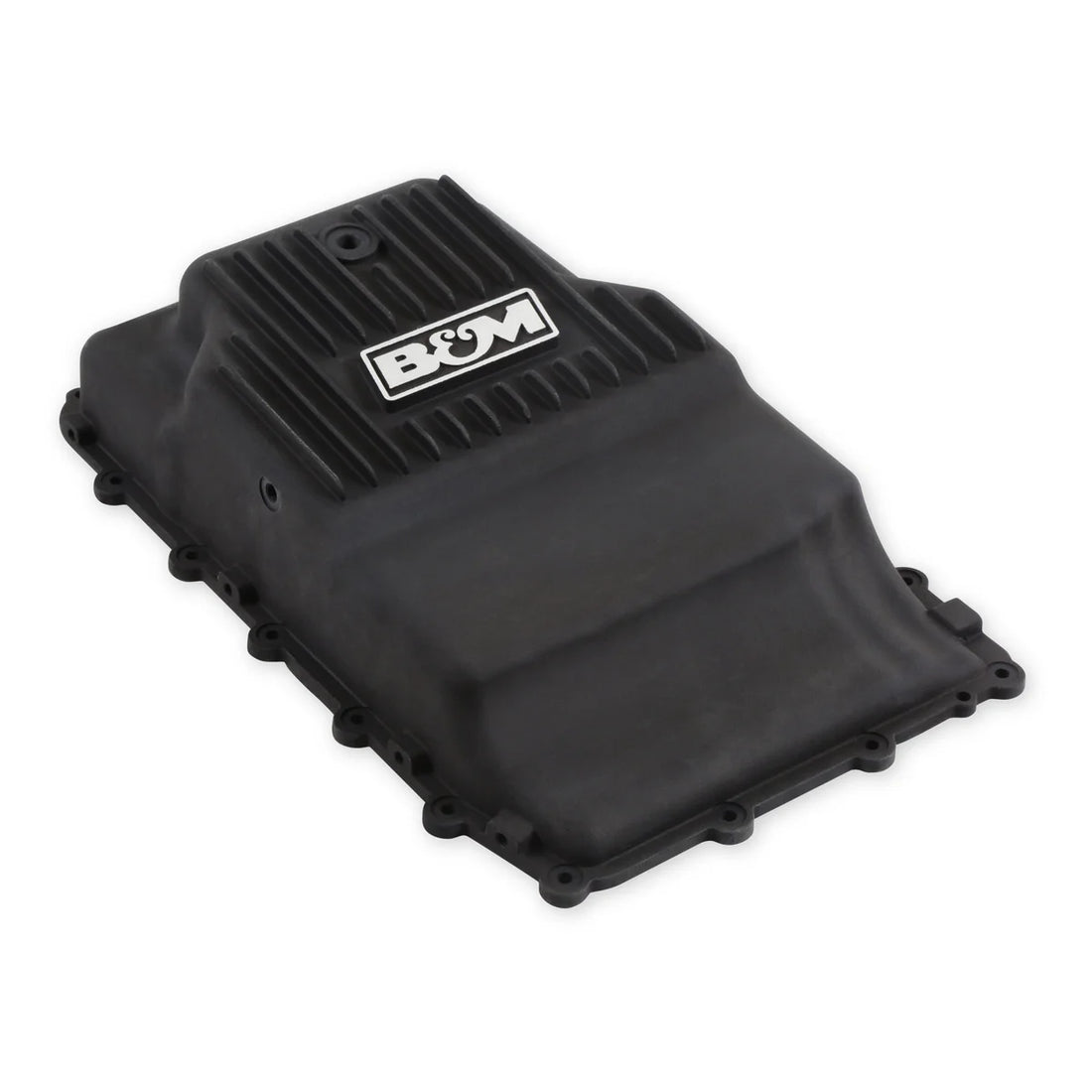 B&M Hi-Tek Heavy-Duty Deep Transmission Pan - Aluminum - Black fits Ford 10R80 - Installation View