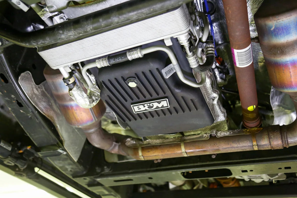 B&M Hi-Tek Heavy-Duty Deep Transmission Pan - Aluminum - Black fits Ford 10R80 - Additional View 6