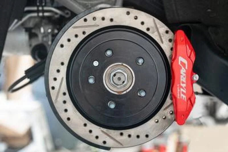 BMR 14-19 Chevrolet Corvette Brake Kit For 15in Conversion Drilled And Slotted Rotors/Red Calipers - Side View