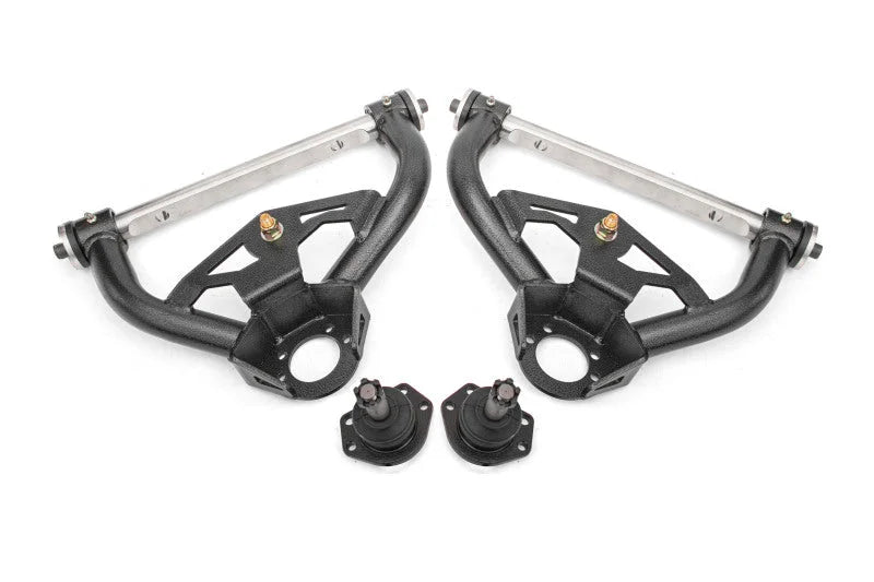 BMR 78-87 GM G-Body Non-Adjustable Upper A-Arms Delrin 0.5in Tall Ball Joint - Black Hammertone