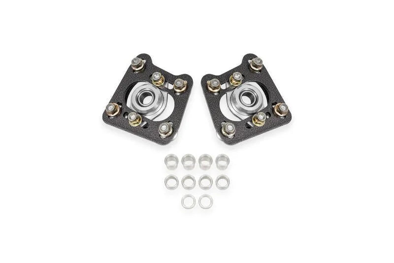 BMR 94-04 Ford Mustang Steel Caster Camber Plates - Black Hammertone