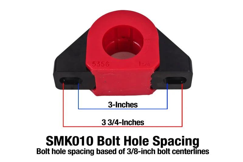 BMR Universal 1.375in Billet Aluminum Sway Bar Mount Mount (Polyurethane) - Black - Side View
