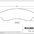 Load image into Gallery viewer, Baer Brake Systems Baer Brakes Replacement Pads Baer 2-Piston PGC Classic Series Front Caliper D0412R - Side View