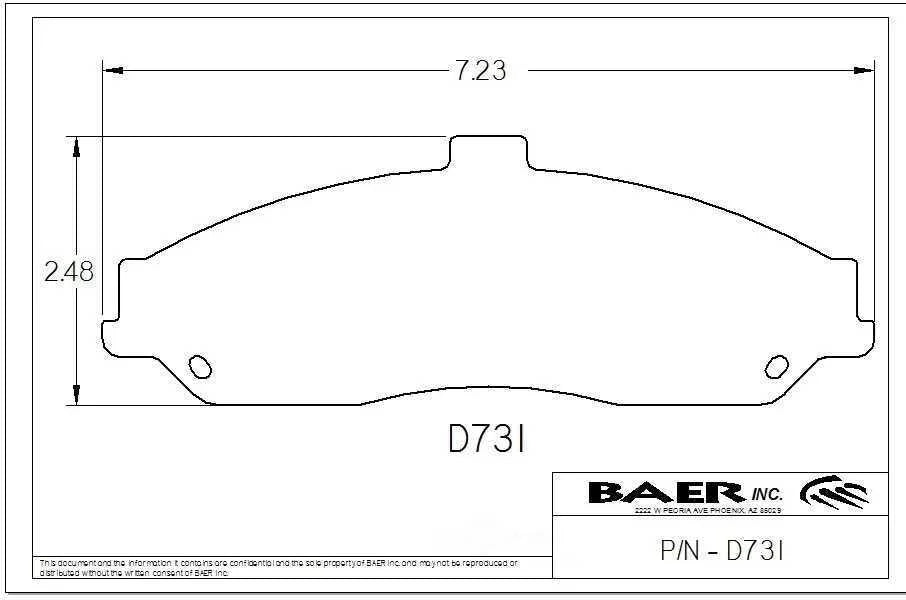 Baer Brake Systems Baer Brakes Replacement Pads Baer 6P Calipers D0731R - Side View