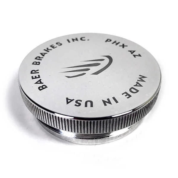 Baer Brake Systems ReMaster 2-Bolt Master Cyl Assembly, Polished, 1in bore, Left Port. 6801213LP fits GM / Ford - Side View