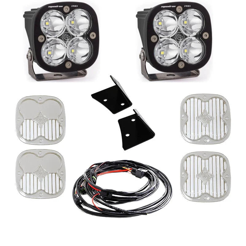 Baja Designs 07-18 Jeep Wrangler JK Squadron Pro Spot A-Pillar Kit LED Light Pods - White - Side View