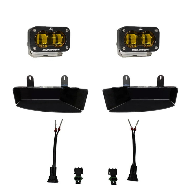 Baja Designs 19-22 Dodge RAM 2500/3500 S2 SAE Fog Pocket Light Kit - Amber - Side View