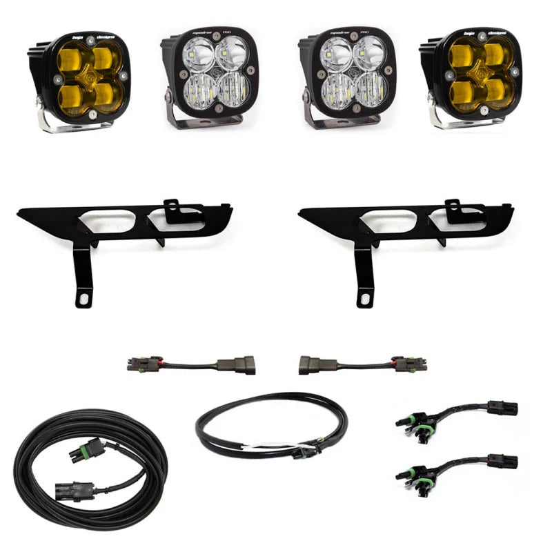 Baja Designs 2021+ Ford F150 Fog Pocket Kit SAE Amber Squadron Pro DC - Side View