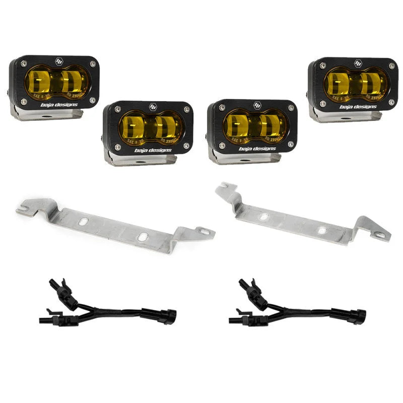 Baja Designs 2022+ Toyota Tundra S2 SAE OEM Fog Light Replacement Kit - Amber - Side View