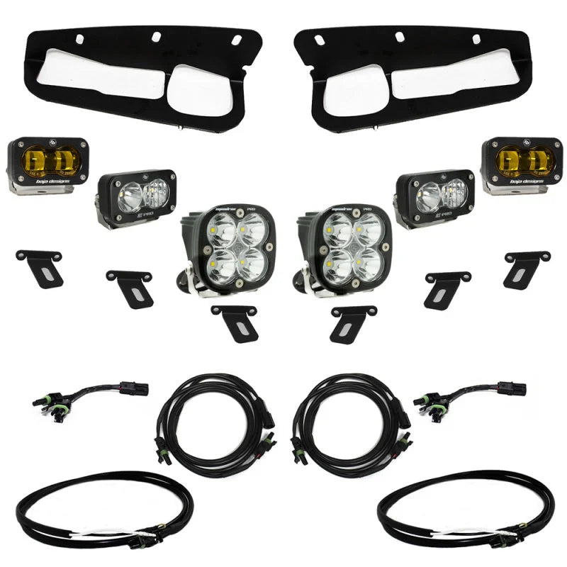 Baja Designs 21-22 Ford Bronco w/Steel Bumper S2 SAE Pro Fog Pocket Light Kit - Amber - Side View