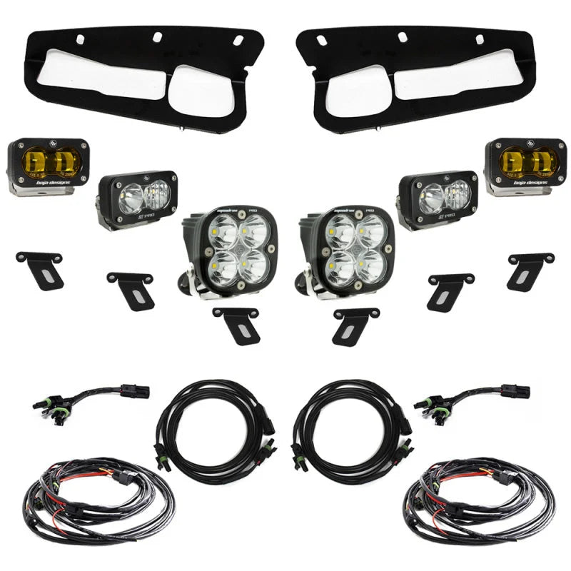 Baja Designs 21-22 Ford Bronco w/Steel Bumper S2 SAE Pro Fog Pocket Light Kit - Amber - Installation View