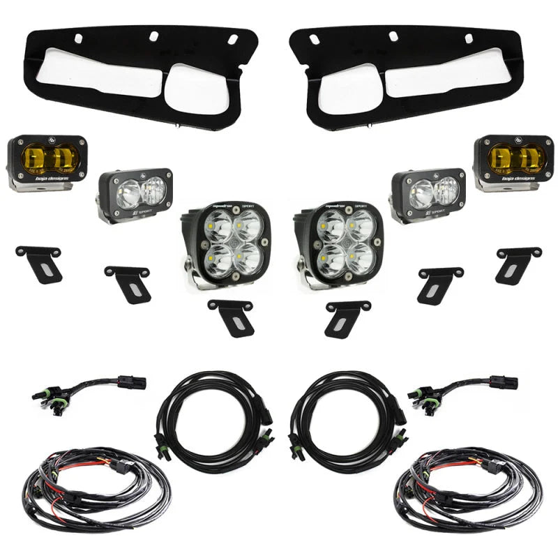 Baja Designs 21-22 Ford Bronco w/Steel Bumper S2 SAE Sportsmen Fog Pocket Light Kit - Amber - Back View