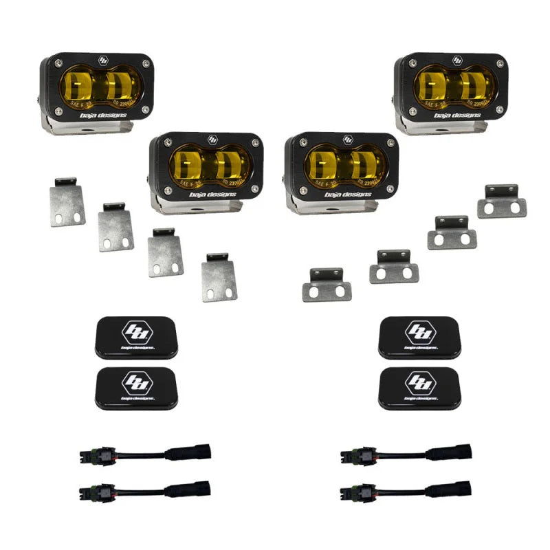 Baja Designs 21-22 Ford F-150 Raptor S2 SAE Dual Fog Pocket Light Kit - Amber - Main Product View