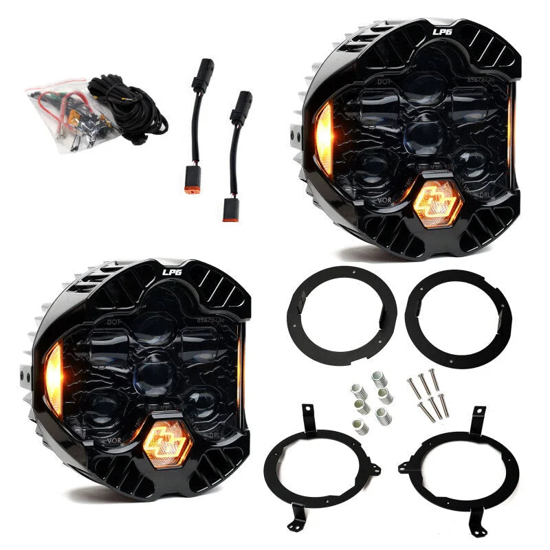 Baja Designs DOT LP6 LED Headlight Kit - Amber 448312 fits 2020-2024 Jeep Gladiator / Wrangler - Side View