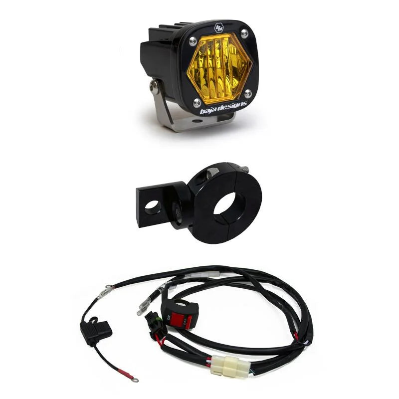 Baja Designs S1 Wide Cornering Electric Start Pit Bike LED Light - Amber - Main Product View