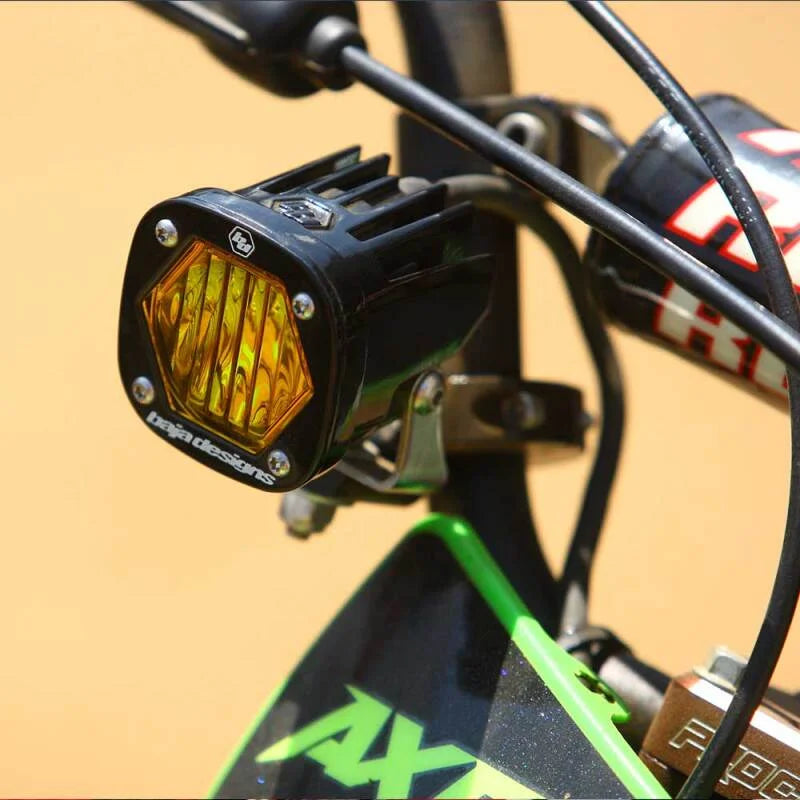 Baja Designs S1 Wide Cornering Electric Start Pit Bike LED Light - Amber - Side View