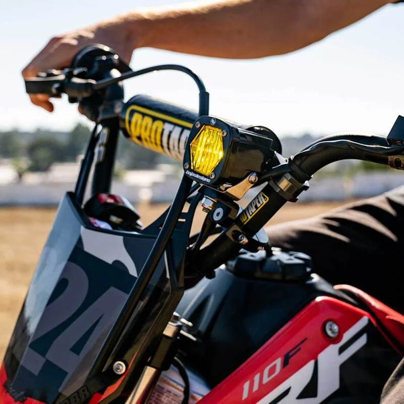 Baja Designs S1 Wide Cornering Electric Start Pit Bike LED Light - Side View