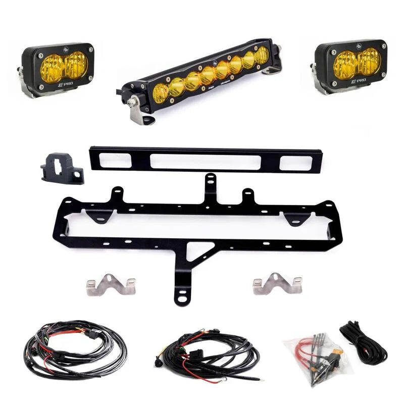 Baja Designs S8 10in Light Bar / S2 Pro TRD Pro Grille Conversion Light Kit fits Toyota Tacoma - Side View