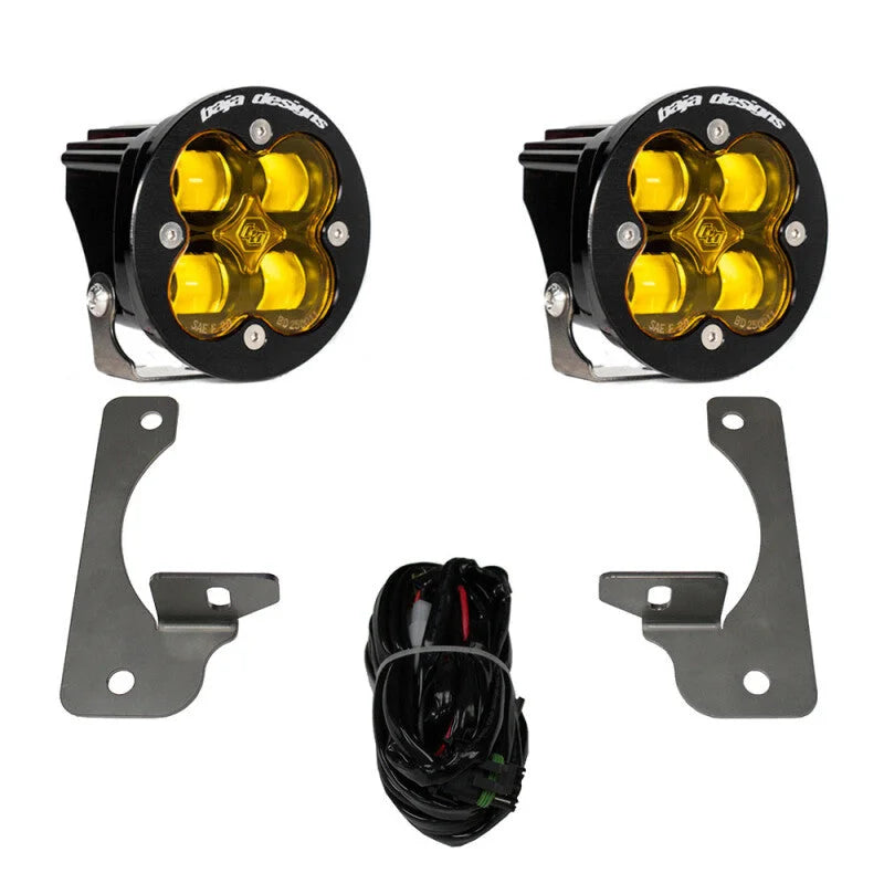 Baja Designs Squadron R SAE Fog Pocket Kit - Amber w/Premium Bumper fits 2007-2009 Jeep Wrangler Rubicon