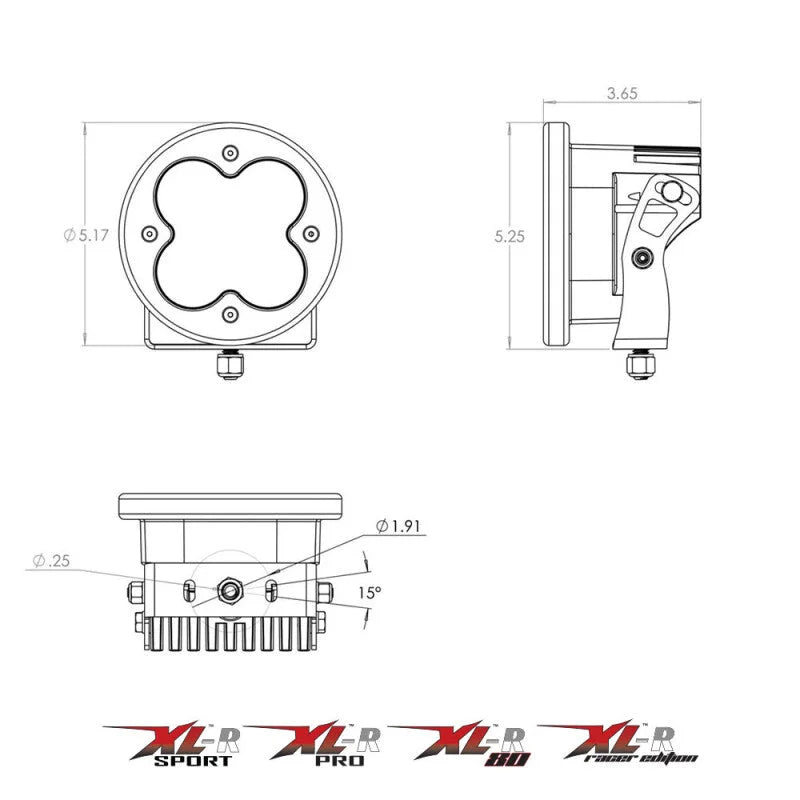 Baja Designs XL R 80 Wide Cornering LED Light Pods - Amber - Side View