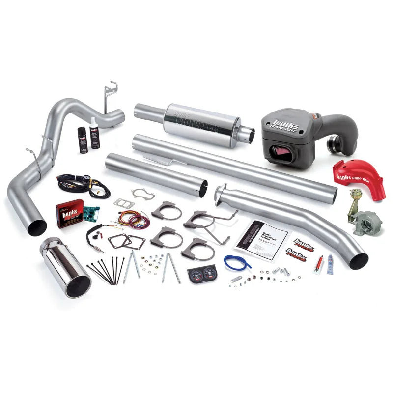 Banks Power 02 Dodge 5.9L 235Hp Ext Cab PowerPack System - SS Single Exhaust w/ Chrome Tip - Side View