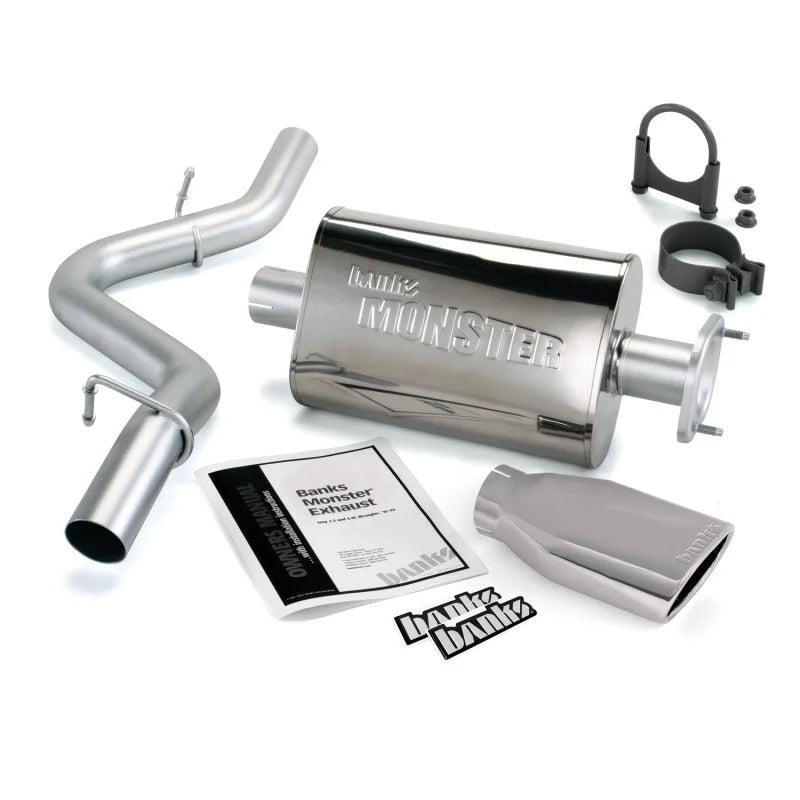 Banks Power 04-06 Jeep 4.0L Wrangler Monster Exhaust System - SS Single Exhaust w/ Chrome Tip - Detail View