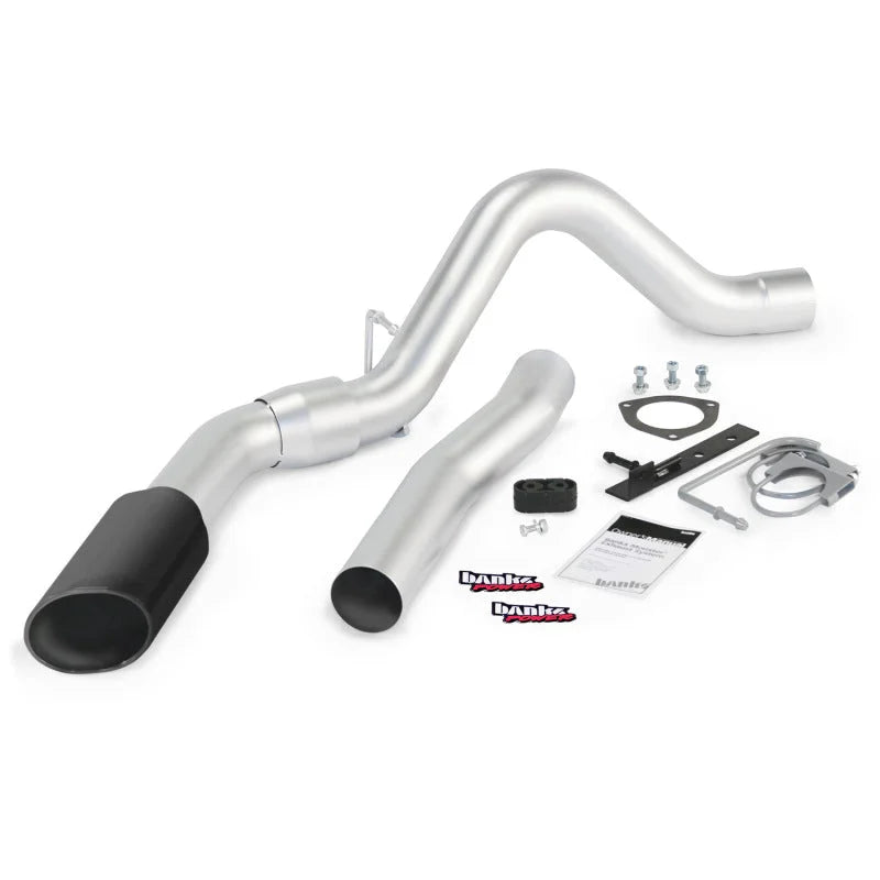 Banks Power 11-14 Chev 6.6L LML ECLB/CCSB/CCLB Monster Exhaust Sys - SS Single Exhaust w/ Black Tip - Side View