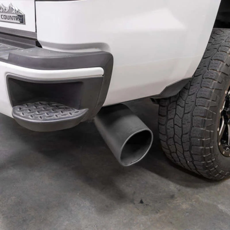Banks Power 11-15 Chevrolet Silverado 6.6L LML 5in Monster Exhaust w/ SideKick S/S Black Tip - Back View