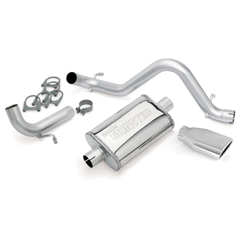 Banks Power 12-15 Jeep 3.6L Wrangler (All) - 2dr Monster Exh Sys - SS Single Exh w/ Chrome Tip - Side View
