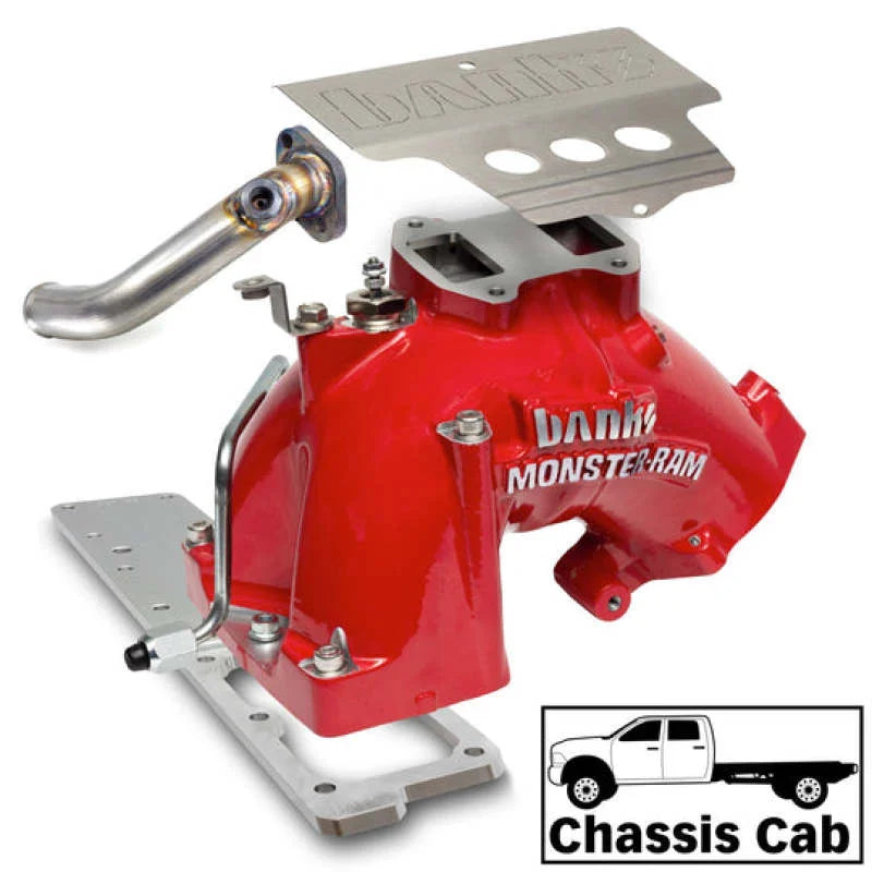 Banks Power 13-18 Dodge RAM 6.7L Monster-Ram Intake System W/Fuel Line-Chassis Cab Red - Back View
