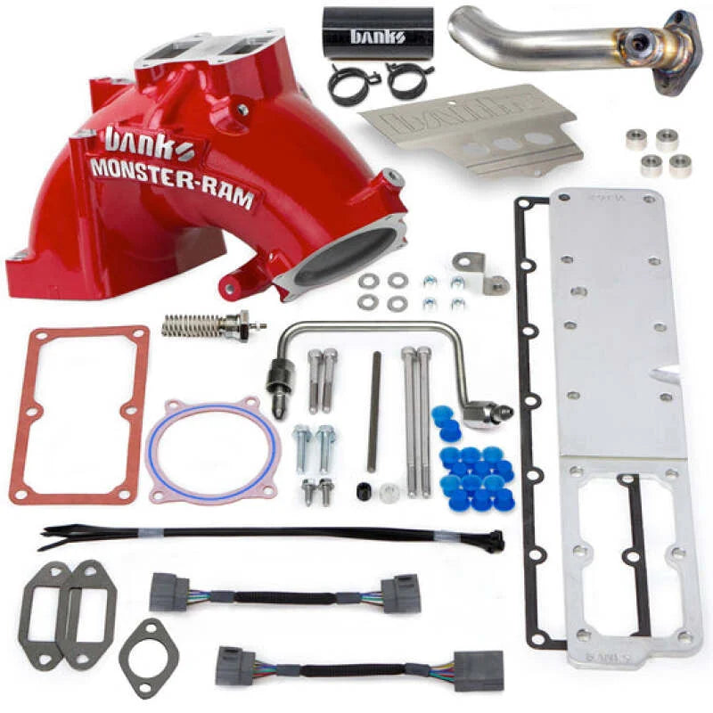 Banks Power 13-18 Dodge RAM 6.7L Monster-Ram Intake System W/Fuel Line-Chassis Cab Red - Installation View