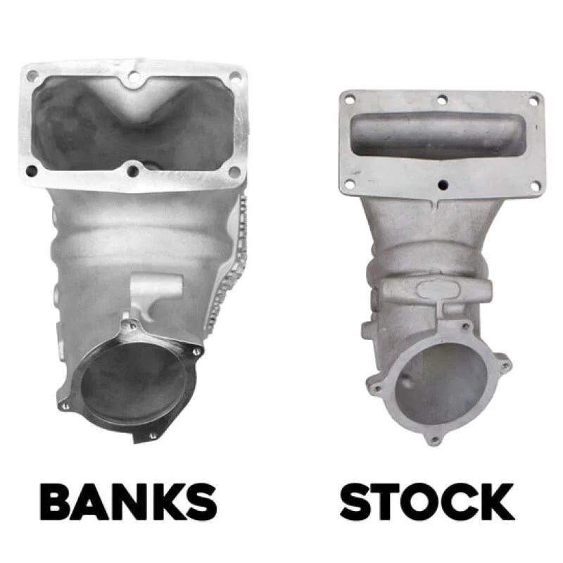 Banks Power 13-18 Ram 6.7L Monster-Ram Intake System Gen-2 w/Fuel Line - Natural w/Heater System - Back View