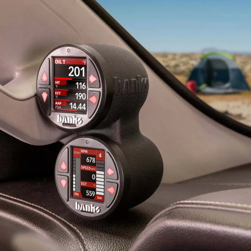 Banks Power 15-19 Chevrolet / GMC 2500/3500 iDash Stealth Dual Pod Mount - Side View