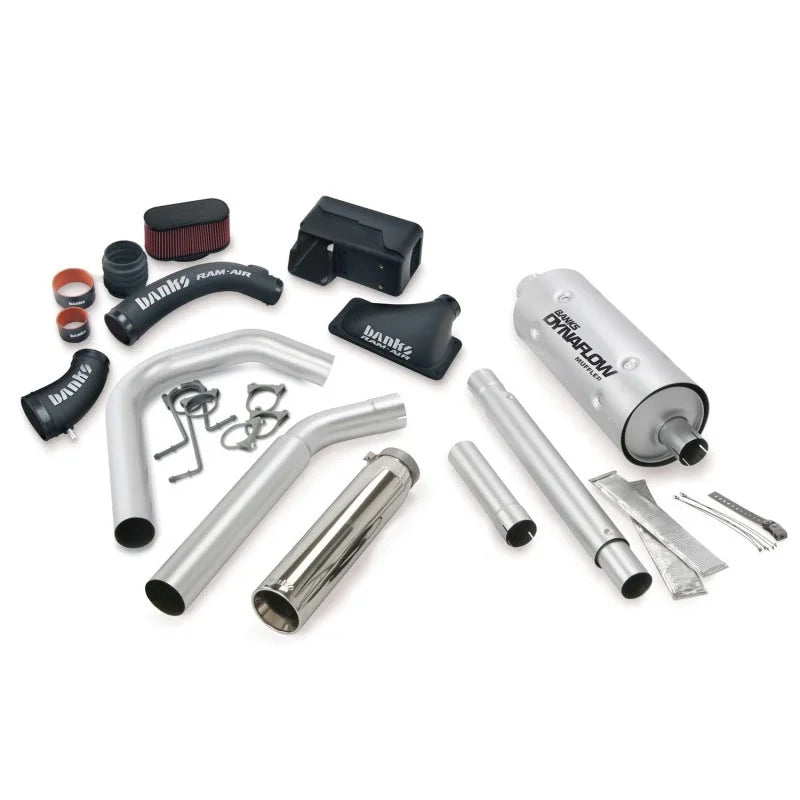 Banks Power 16-17 Ford 6.8L MH-A Stinger Bundle - SS Single Exhaust Left Exit w/ Chrome Tip - Side View