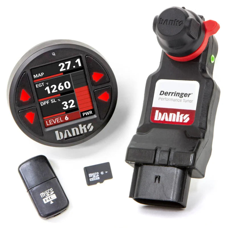 Banks Power 17-19 Ford F250/F350 6.7L PowerStroke Derringer Tuner (Gen 2) w/ 1.8 iDash DataMonster - Back View
