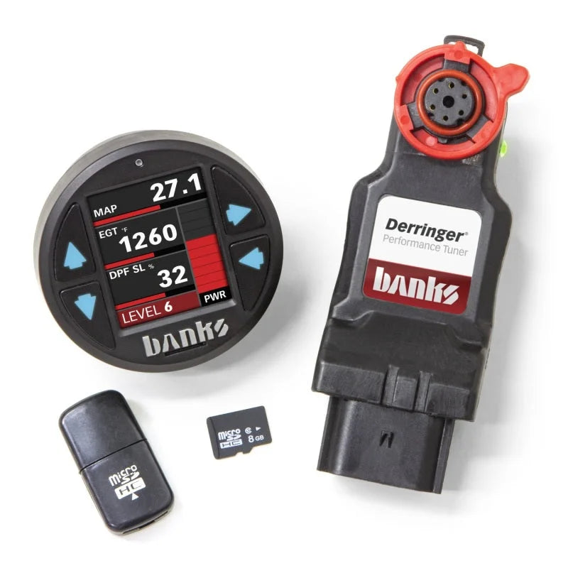 Banks Power 17-19 GM 2500 6.6L L5P Derringer Tuner (Gen 2) w/ 1.8in iDash DataMonster - Back View