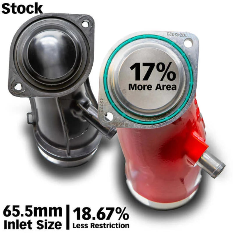 Banks Power 17-24 Chevrolet/GMC 2500/3500 6.6L Duramax L5P Monster-Ram Turbo Inlet Elbow - Red - Side View
