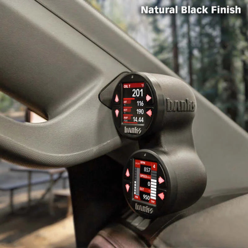 Banks Power 19-21 Chevy/GMC 1500 / 20-23 Chevy/GMC 2500/3500 - iDash Stealth Dual Pod Mount 52mm - Installation View