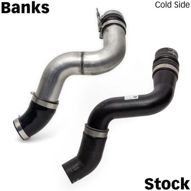 Banks Power 19-21 Ram 2500/3500 6.7L Cummins Boost Tube Upgrade Kit - Red Raw Finish - Side View