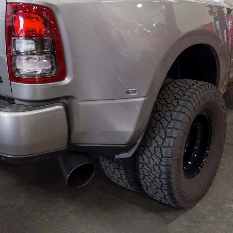 Banks Power 19-23 Dodge RAM Monster Exhaust 5.0in Single 6.7L CCLB DRW w/ SideKick Black Tip - Back View
